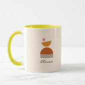 モノグラムカラフル抽象芸術ピンク、茶色、黄色 マグカップ (左)