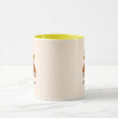 モノグラムカラフル抽象芸術ピンク、茶色、黄色 マグカップ (中央)