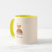 モノグラムカラフル抽象芸術ピンク、茶色、黄色 マグカップ (正面左)