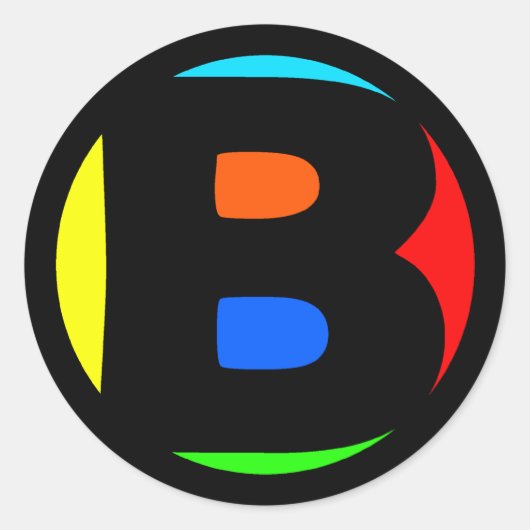 モノグラムカラフル文字B ラウンドシール (正面)
