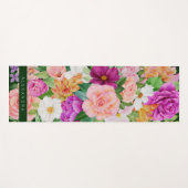 モノグラムカラフル水彩フローラ紫ピンク ヨガマット (正面(横))