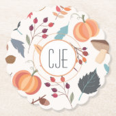 モノグラムカラフル秋柄ホタテ ペーパーコースター (正面)