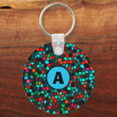 モノグラムカラフル色モザイク模様Ke キーホルダー (正面)