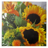 モノグラムカラフル、ひまわりフォトプリント6 x 6 タイル (正面)