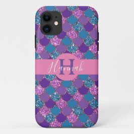 モノグラムカラフル – マーメイドグリッターデザイン- iPhone 11 ケース