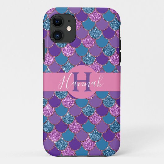 モノグラムカラフル – マーメイドグリッターデザイン- Case-Mate iPhoneケース (裏面)