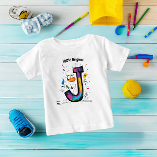 モノグラムカラフルJ -おもしろいとカスタマイズ可能なデザイン ベビーTシャツ