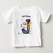 モノグラムカラフルJ -おもしろいとカスタマイズ可能なデザイン ベビーTシャツ (正面)