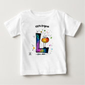 モノグラムカラフルL -おもしろいとカスタマイズ可能なデザイン ベビーTシャツ (正面)