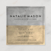 モノグラムカラーブロックヴィンテージフローラルパターン スクエア名刺 (裏面)