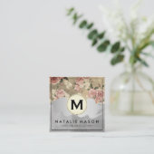 モノグラムカラーブロックヴィンテージフローラルパターンII スクエア名刺 (スタンド正面)