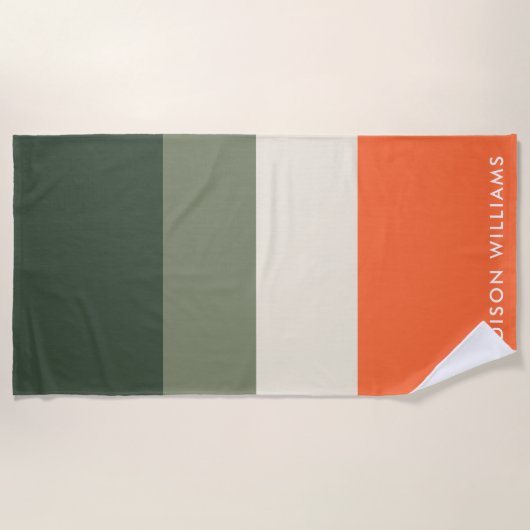 モノグラムカラーブロック横ストライプ線スタイリッシュ ビーチタオル (正面)