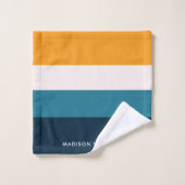 モノグラムカラーブロック水平ストライプこうもり バスタオルセット (ウォッシュタオル)