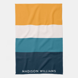 モノグラムカラーブロック水平ストライプキスタイリッシュット キッチンタオル