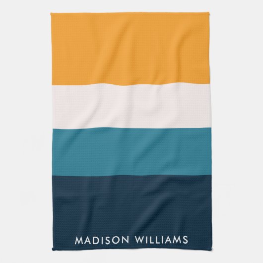 モノグラムカラーブロック水平ストライプキスタイリッシュット キッチンタオル (縦)