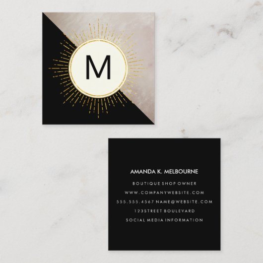 モノグラムカラーブロック照明要素 スクエア名刺 (正面/裏面)