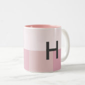 モノグラムカラーブロック赤面パステル淡い色のピンクモダンク ツートーンマグカップ (正面右)