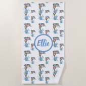 モノグラムカラーペンシルのドルフィンパターン ビーチタオル (正面)