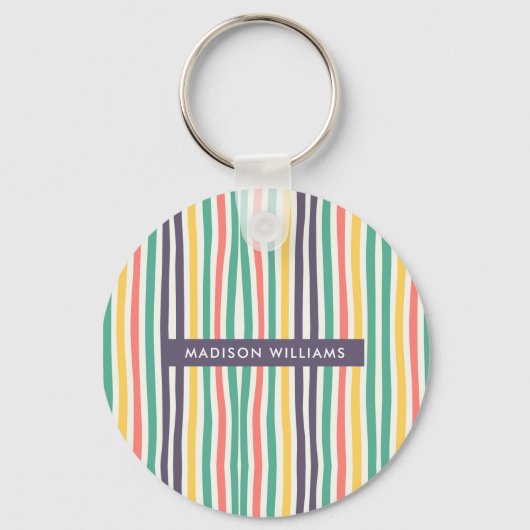 モノグラムカラーラインモダンミニマリストキーチェーン キーホルダー (正面)