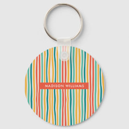 モノグラムカラーラインモダンミニマリストキーチェーン キーホルダー