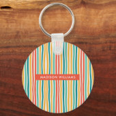 モノグラムカラーラインモダンミニマリストキーチェーン キーホルダー (正面)