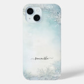 モノグラムカリグラフィーブルーホワイトスノーフレーク Case-Mate iPhoneケース (裏面)