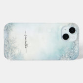 モノグラムカリグラフィーブルーホワイトスノーフレーク Case-Mate iPhoneケース (裏面 (横))