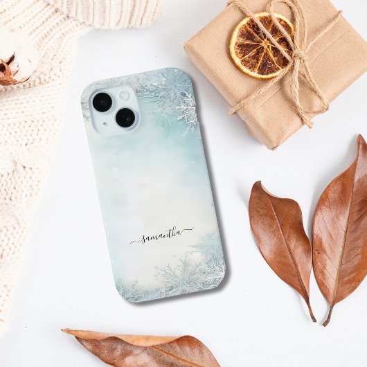 モノグラムカリグラフィーブルーホワイトスノーフレーク Case-Mate iPhoneケース