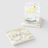 モノグラムカレラマーブルメタリック金ゴールドグリッター宝石 ストーンコースター (横)