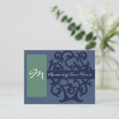 モノグラムカード – 青 ポストカード (スタンド正面)