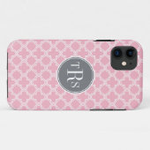 モノグラムカーネーションピンクグレークローバーパターン Case-Mate iPhoneケース (裏面(横))