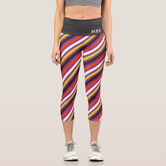 モノグラムガーリーおもしろいストライプハモダンロウィン カプリレギンス (正面)