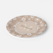 モノグラムガーリーかわいいタンデイジー花と名前 ペーパープレート (アングル)