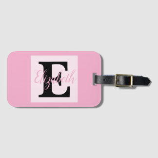 モノグラムガーリーと名前ピンク紫の荷物 ラゲッジタグ