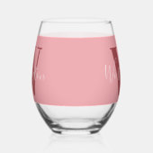 モノグラムガーリーと名前ピンク赤面レッド ステムなしワイングラス (右)