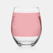 モノグラムガーリーと名前ピンク赤面レッド ステムなしワイングラス (左)