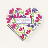 モノグラムガーリーガーデン花ピンク紫イエロー ノートブック (正面)