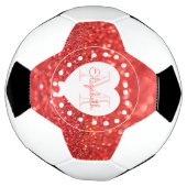 モノグラムガーリーサンゴグリッター《写真》ぼけ味ホワイトハート サッカーボール (回転)