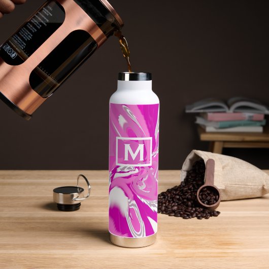 モノグラムガーリーシェードオブ明るい赤紫色ピンクアモダンート ウォーターボトル (コーヒー)