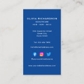 モノグラムガーリースクリプト名ブルーホワイトジョブ垂直 名刺 (裏面)