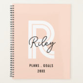 モノグラムガーリースクリプト赤面ピンクかわいいレトロトレンディー プランナー手帳 (正面)