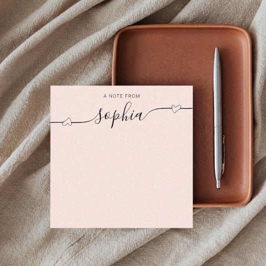 モノグラムガーリーハート書道赤面ピンク ノートカード