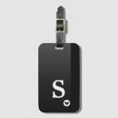 モノグラムガーリーブラックハートシンプルシッモダンク ラゲッジタグ (正面縦)