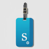 モノグラムガーリーブルーハートシンプルシッモダンク ラゲッジタグ (正面縦)