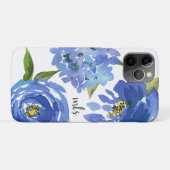 モノグラムガーリーブルーフローラ水彩牡丹 Case-Mate iPhoneケース (裏面(横))