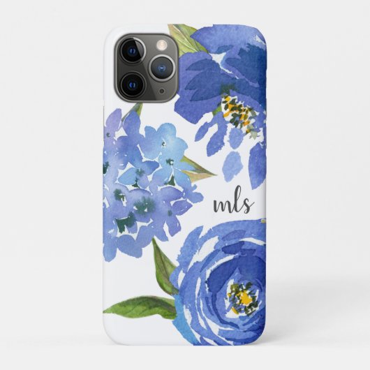 モノグラムガーリーブルーフローラ水彩牡丹 Case-Mate iPhoneケース (裏)