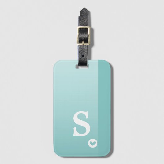 モノグラムガーリーミントグリーンシンプルハートシモダンック ラゲッジタグ (正面縦)