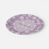 モノグラムガーリーライトパープルデイジー花名 ペーパープレート (アングル)