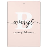 モノグラムガーリー書道イニシャル名赤面ピンク クリップボード (裏面)