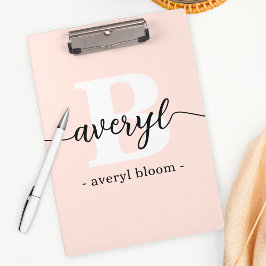 モノグラムガーリー書道イニシャル名赤面ピンク クリップボード